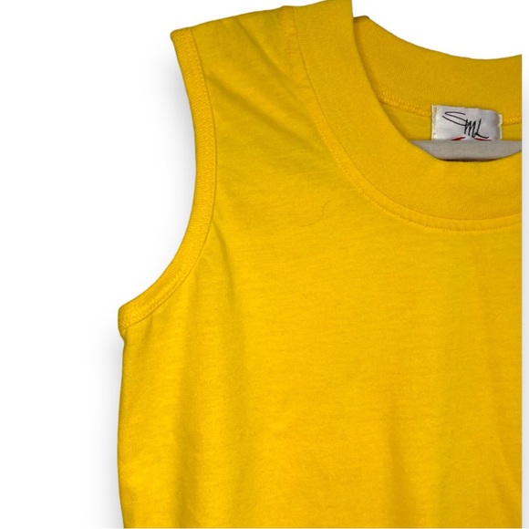 Vintage 90s SML Sport Yellow Tank Top Women’s Large Cotton Blend Activewear - Picture 9 of 17
